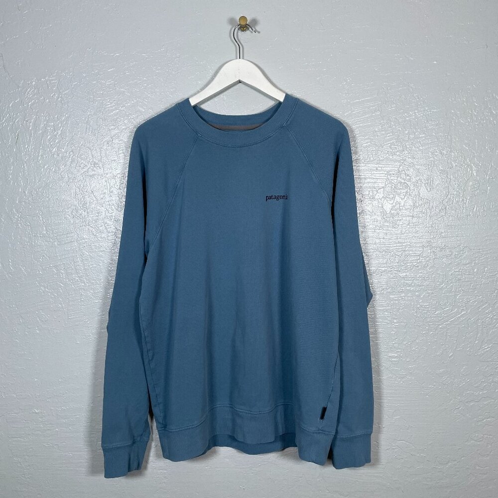 Patagonia Men L Blue Line Logo Ridge Organic Cotton Crew Neck Sweatshirt